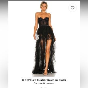 For Love and Lemons x Revolve Bustier Gown in Black, size medium